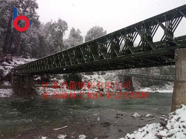 西藏林芝地區(qū)架設的貝雷鋼橋